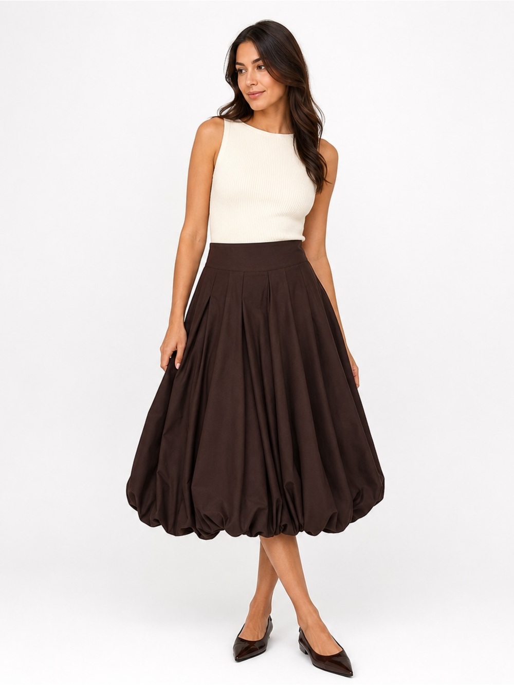 Robert Rodriguez Brown Cotton Blend Bubble Skirt Size 2